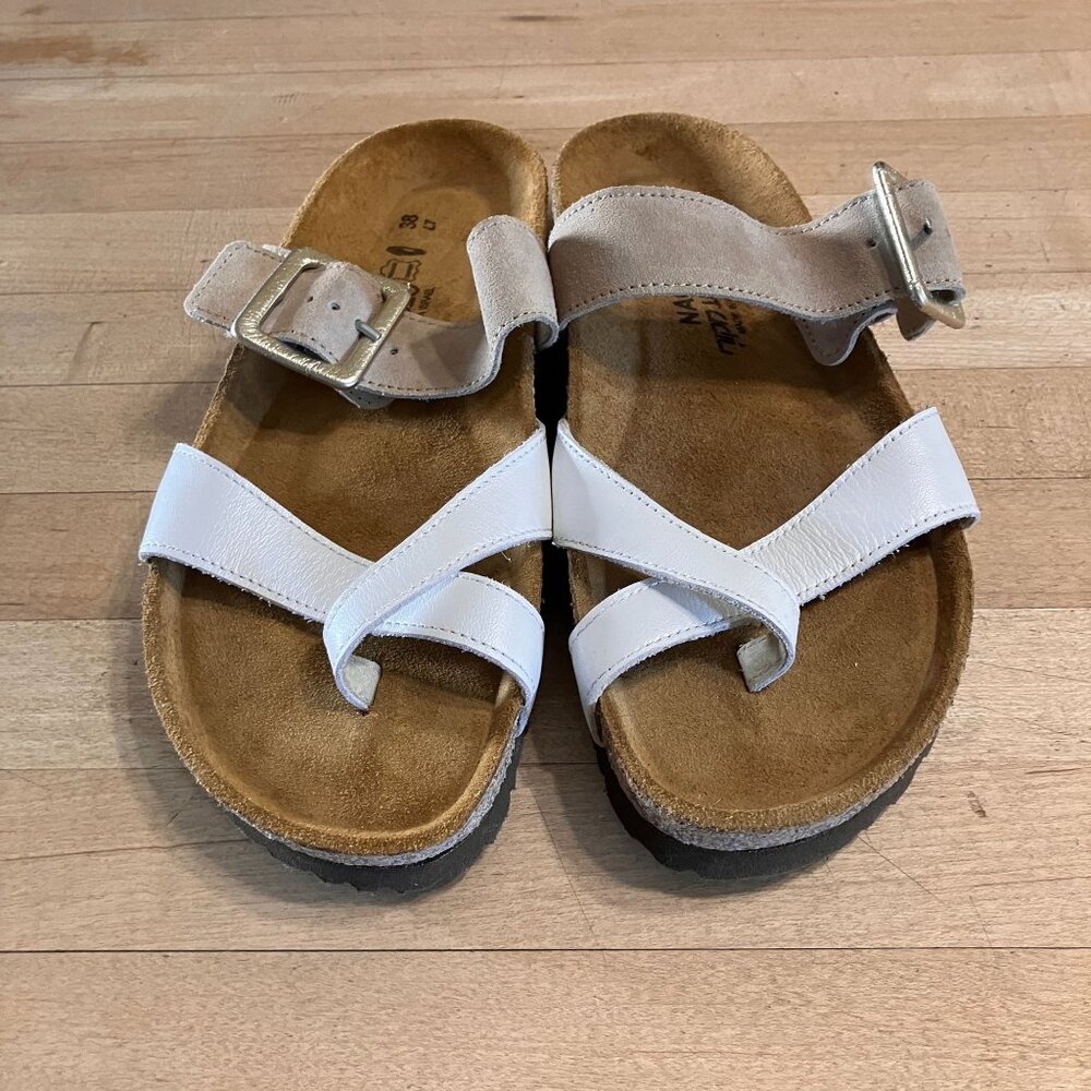 Naot Womens Fresno Suede Leather Sandals Size US 7 EU 38 White Beige Tan SP NWOT - Picture 4 of 11